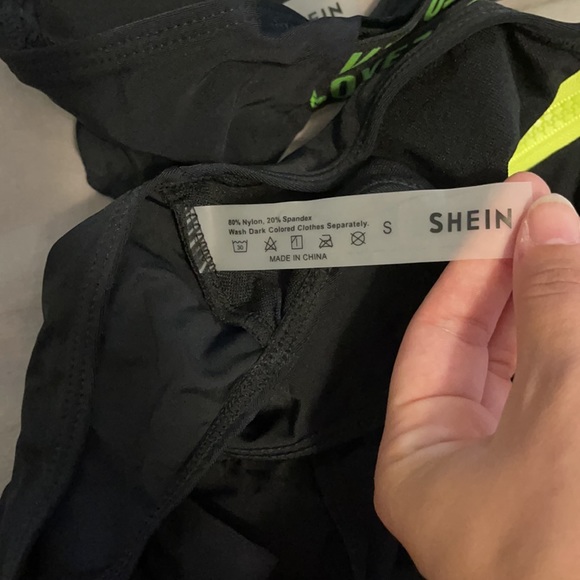 SHEIN black and neon green bathing suit - Picture 4 of 4
